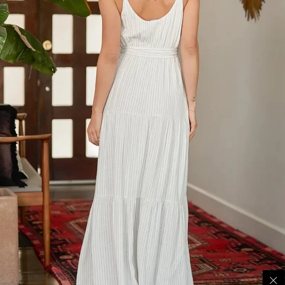 Lulus All the Right Places White Striped Sleeveless Tiered Maxi Dress - Picture 4 of 10